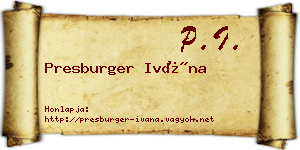 Presburger Ivána névjegykártya